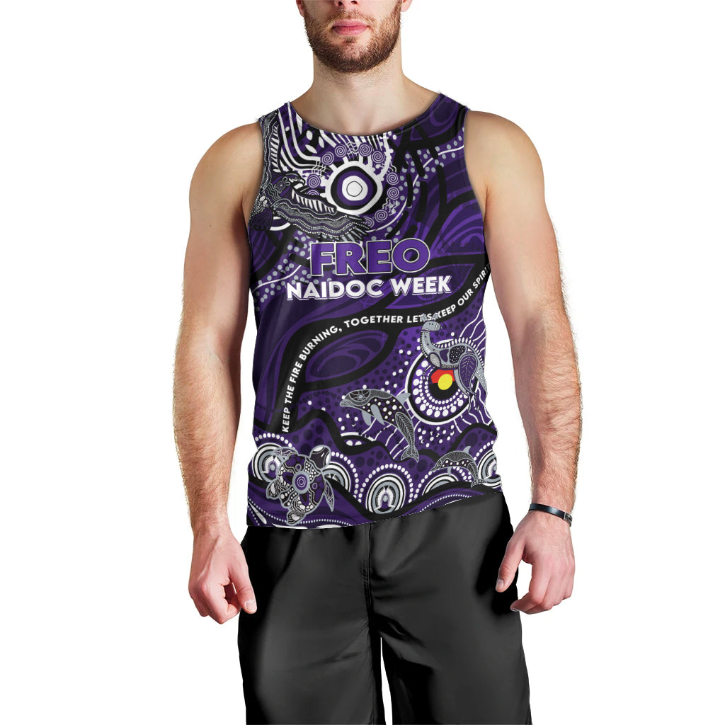 Custom NAIDOC Week 2024 Freo Men Tank Top Aboriginal Animals Keep The Fire Burning - Vibe Hoodie Shop