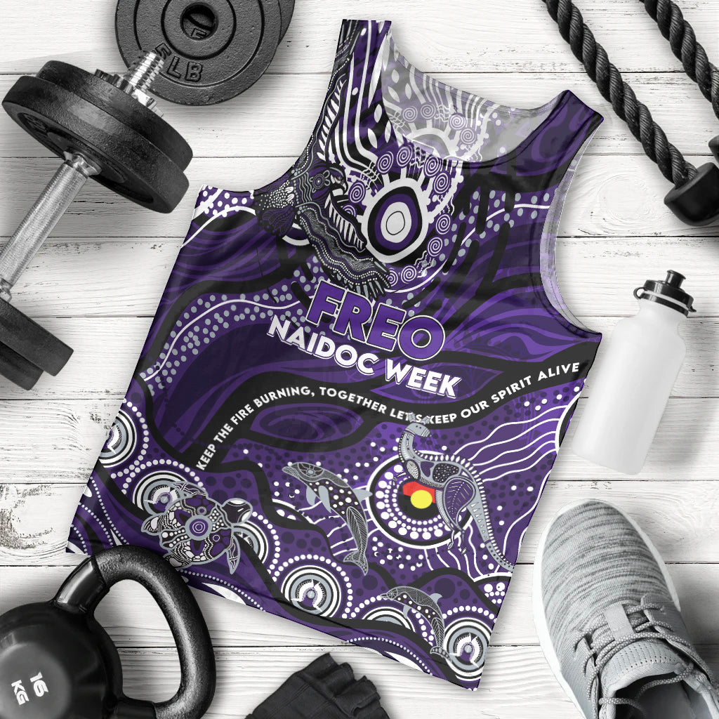 Custom NAIDOC Week 2024 Freo Men Tank Top Aboriginal Animals Keep The Fire Burning - Vibe Hoodie Shop