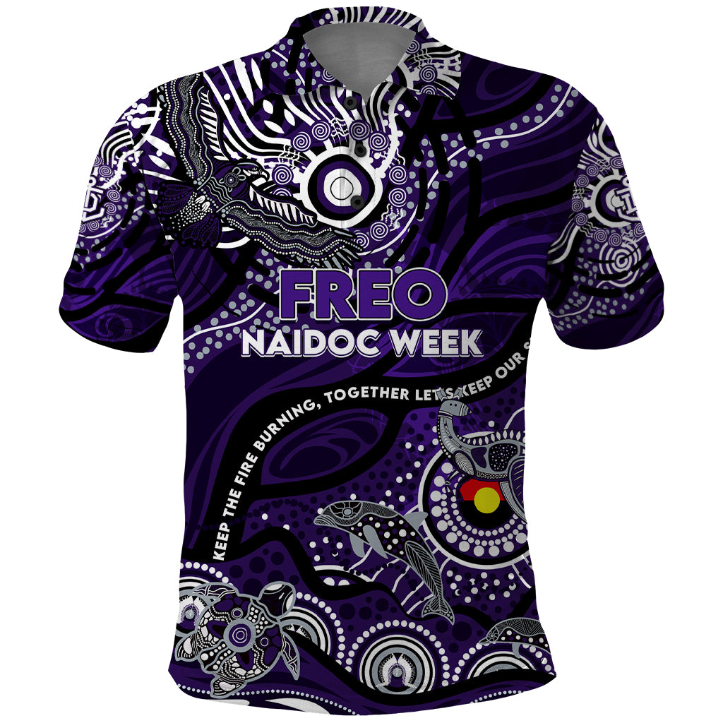 Custom NAIDOC Week 2024 Freo Polo Shirt Aboriginal Animals Keep The Fire Burning - Vibe Hoodie Shop
