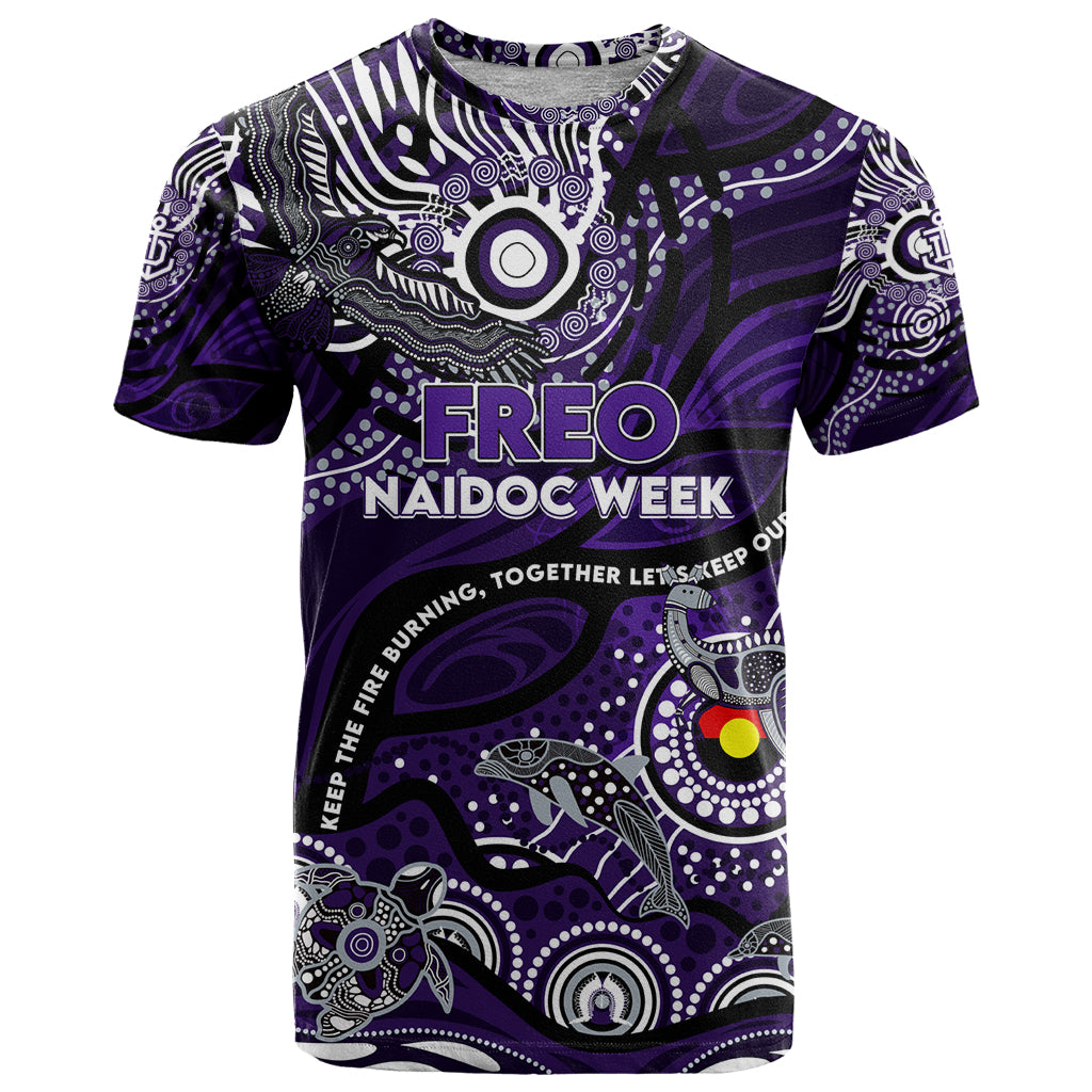 Custom NAIDOC Week 2024 Freo T Shirt Aboriginal Animals Keep The Fire Burning - Vibe Hoodie Shop