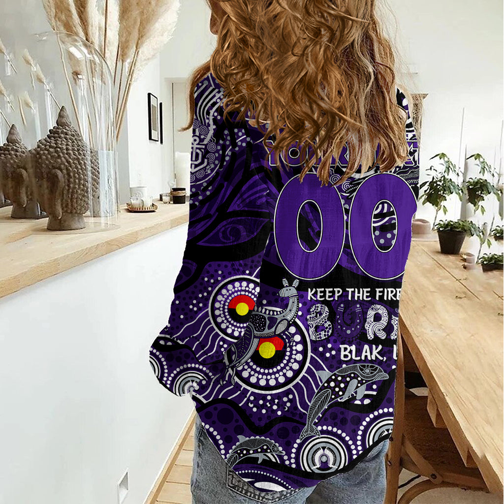 Custom NAIDOC Week 2024 Freo Women Casual Shirt Aboriginal Animals Keep The Fire Burning - Vibe Hoodie Shop