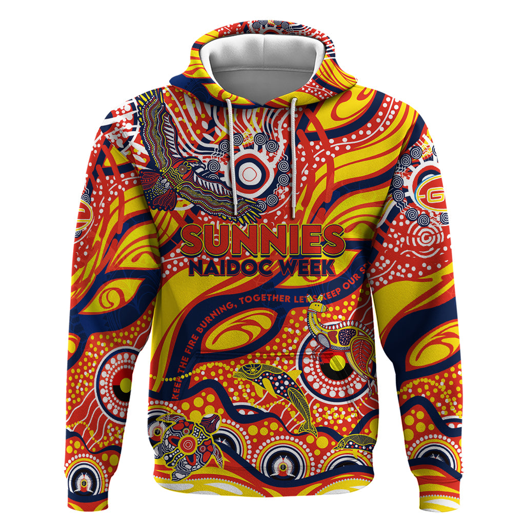 Custom NAIDOC Week 2024 Sunnies Hoodie Aboriginal Animals Keep The Fire Burning - Vibe Hoodie Shop