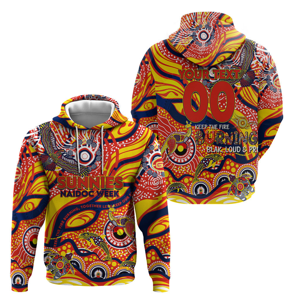 Custom NAIDOC Week 2024 Sunnies Hoodie Aboriginal Animals Keep The Fire Burning - Vibe Hoodie Shop