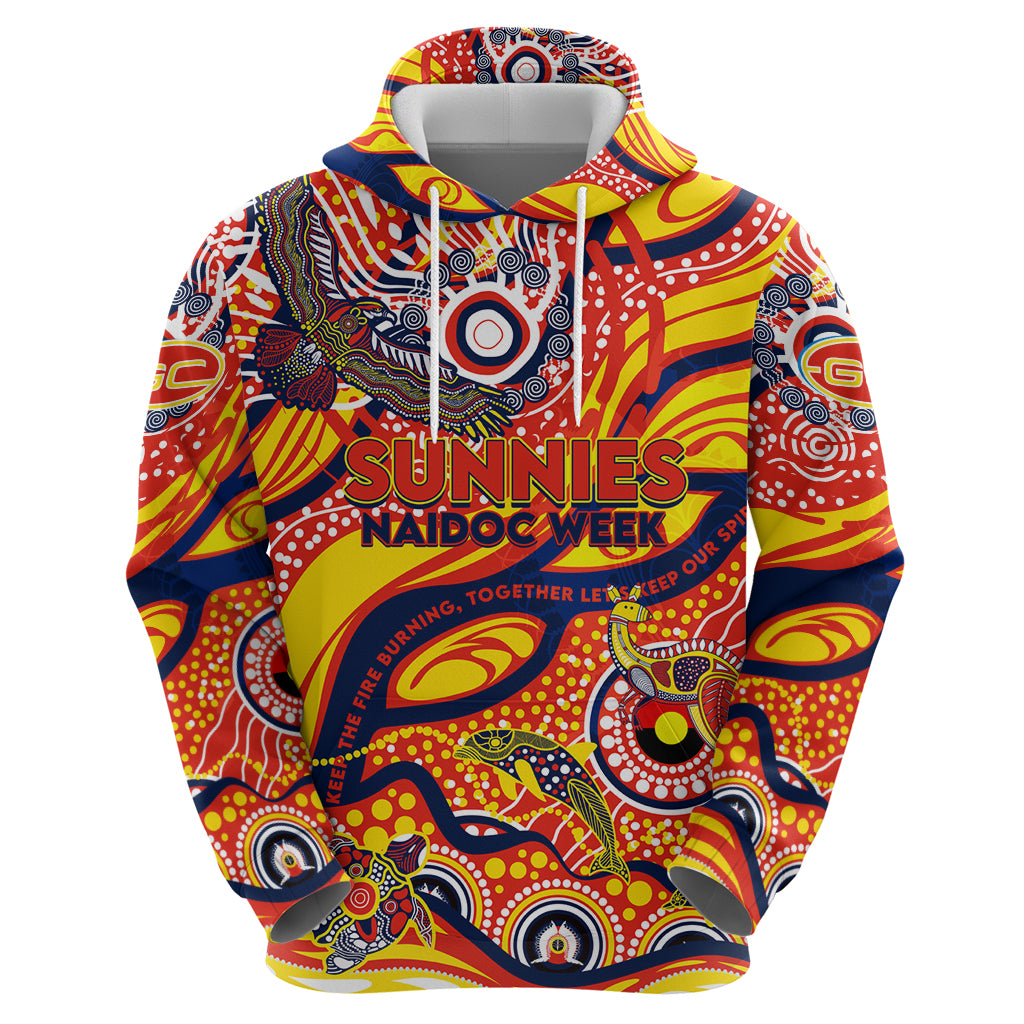 Custom NAIDOC Week 2024 Sunnies Hoodie Aboriginal Animals Keep The Fire Burning - Vibe Hoodie Shop