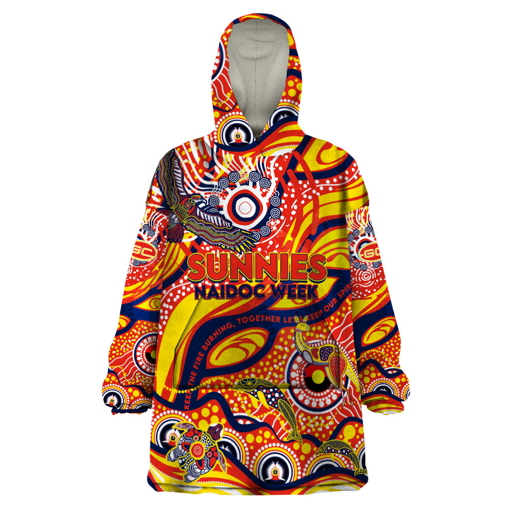 Custom NAIDOC Week 2024 Sunnies Wearable Blanket Hoodie Aboriginal Animals Keep The Fire Burning - Vibe Hoodie Shop