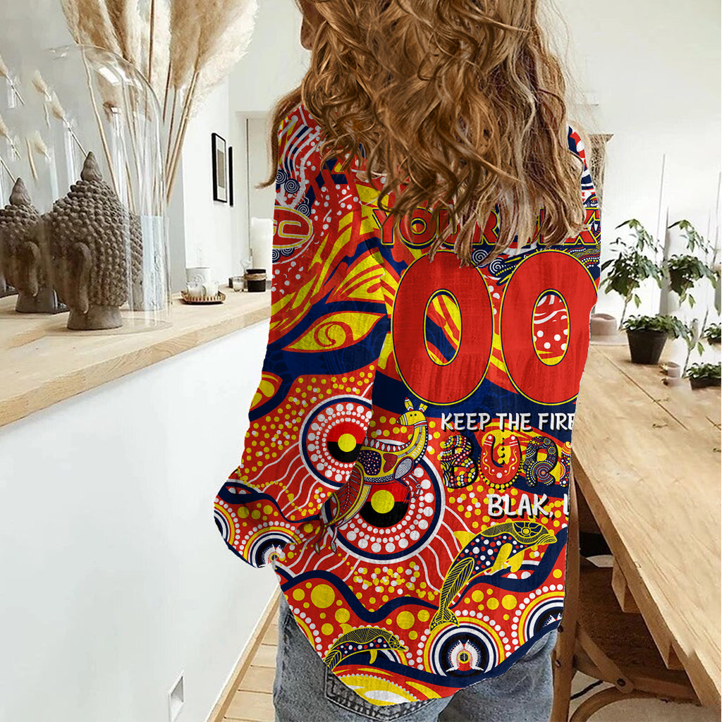 Custom NAIDOC Week 2024 Sunnies Women Casual Shirt Aboriginal Animals Keep The Fire Burning - Vibe Hoodie Shop