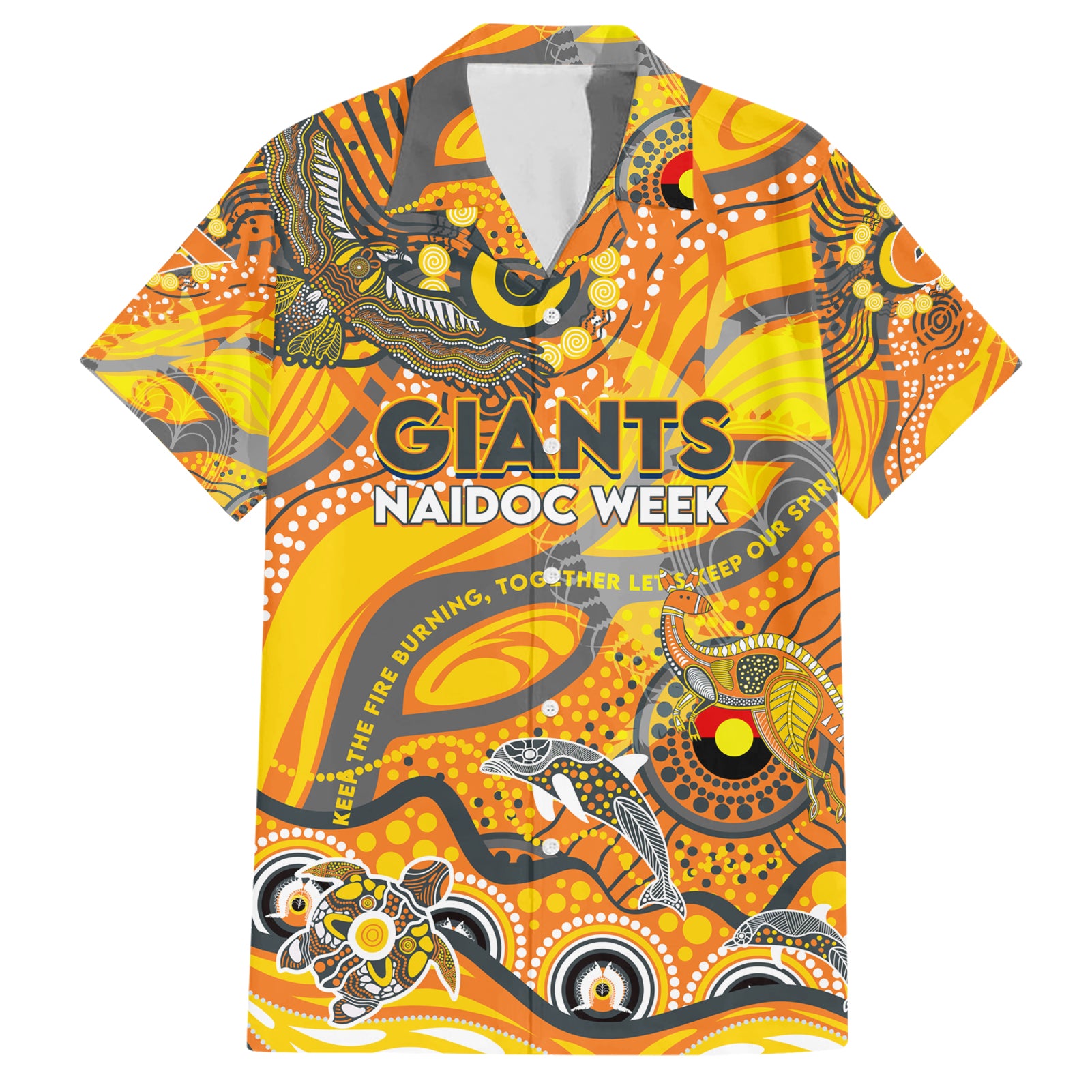 Custom NAIDOC Week 2024 Giants Hawaiian Shirt Aboriginal Animals Keep The Fire Burning - Vibe Hoodie Shop