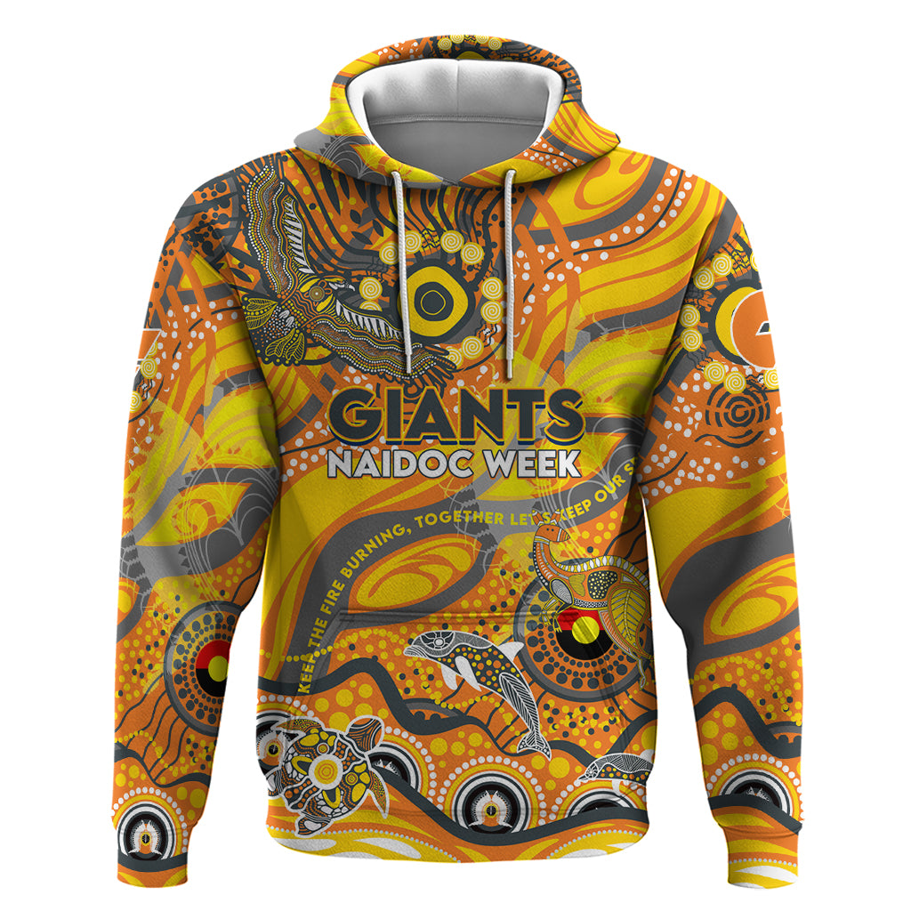 Custom NAIDOC Week 2024 Giants Hoodie Aboriginal Animals Keep The Fire Burning - Vibe Hoodie Shop