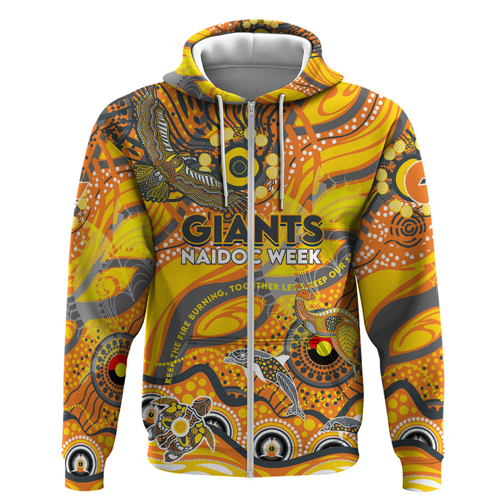 Custom NAIDOC Week 2024 Giants Hoodie Aboriginal Animals Keep The Fire Burning - Vibe Hoodie Shop