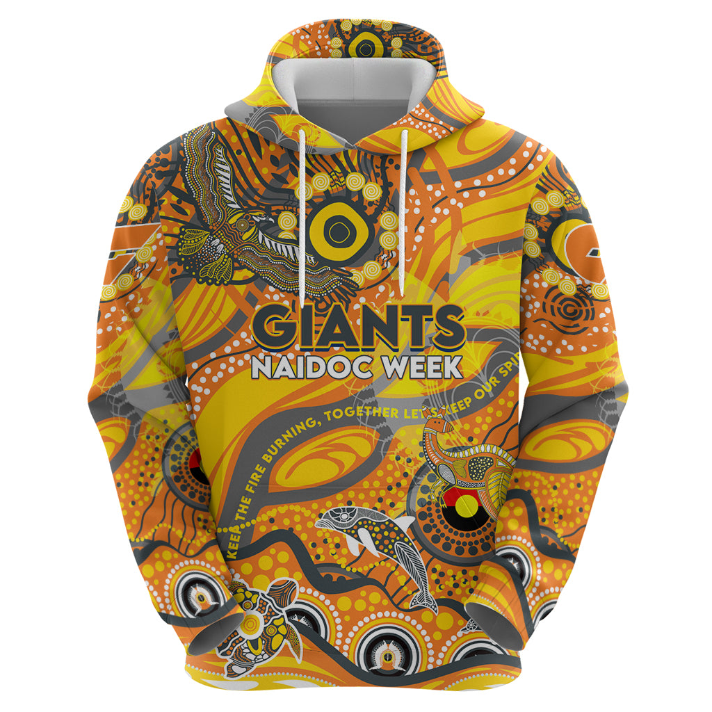 Custom NAIDOC Week 2024 Giants Hoodie Aboriginal Animals Keep The Fire Burning - Vibe Hoodie Shop