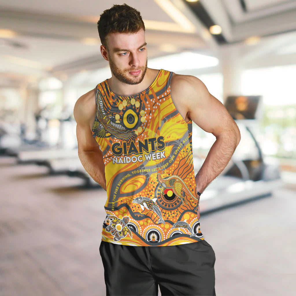 Custom NAIDOC Week 2024 Giants Men Tank Top Aboriginal Animals Keep The Fire Burning - Vibe Hoodie Shop