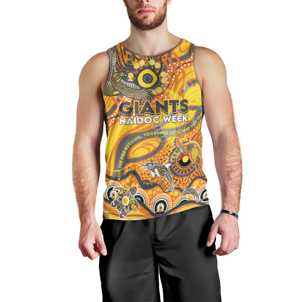 Custom NAIDOC Week 2024 Giants Men Tank Top Aboriginal Animals Keep The Fire Burning - Vibe Hoodie Shop