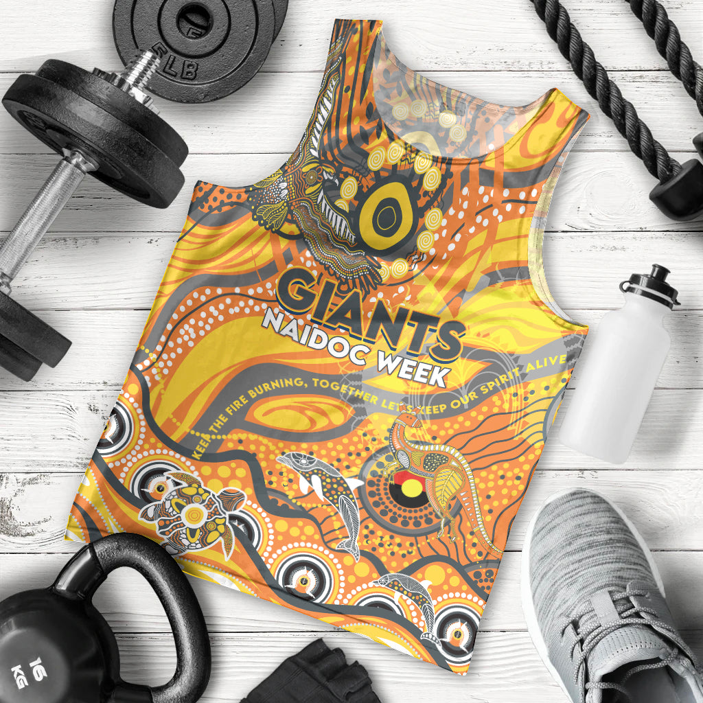 Custom NAIDOC Week 2024 Giants Men Tank Top Aboriginal Animals Keep The Fire Burning - Vibe Hoodie Shop