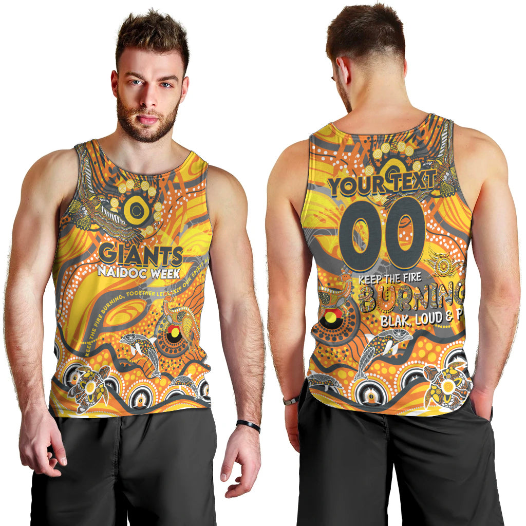 Custom NAIDOC Week 2024 Giants Men Tank Top Aboriginal Animals Keep The Fire Burning - Vibe Hoodie Shop