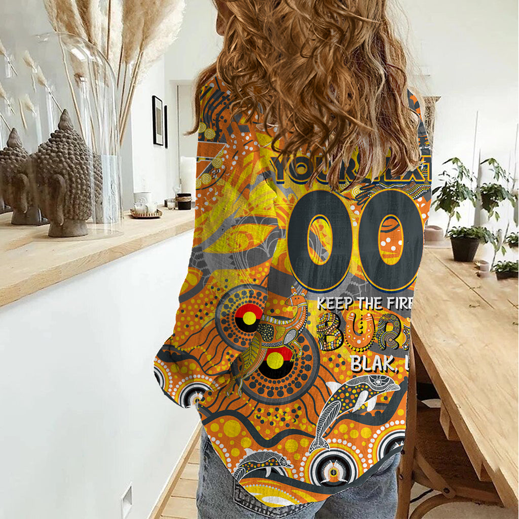 Custom NAIDOC Week 2024 Giants Women Casual Shirt Aboriginal Animals Keep The Fire Burning - Vibe Hoodie Shop