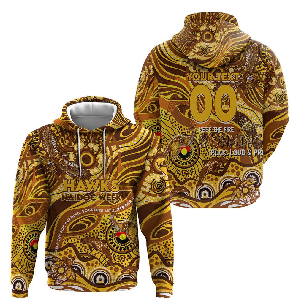 Custom NAIDOC Week 2024 Hawks Hoodie Aboriginal Animals Keep The Fire Burning - Vibe Hoodie Shop