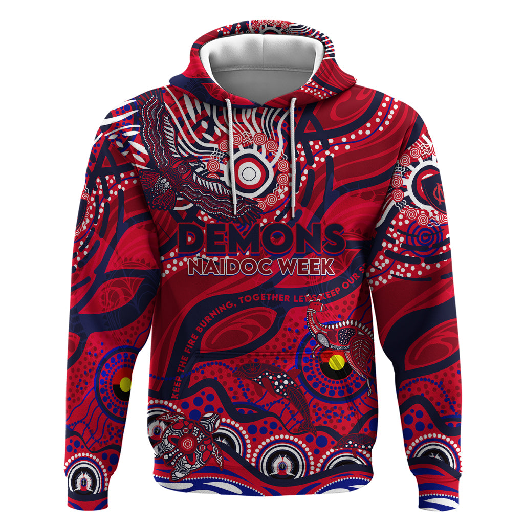 Custom NAIDOC Week 2024 Demons Hoodie Aboriginal Animals Keep The Fire Burning - Vibe Hoodie Shop