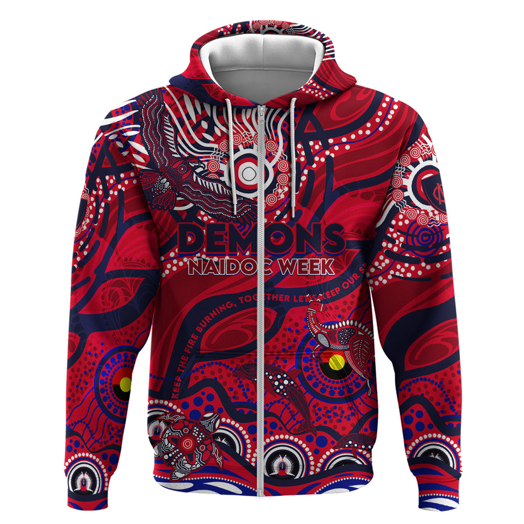 Custom NAIDOC Week 2024 Demons Hoodie Aboriginal Animals Keep The Fire Burning - Vibe Hoodie Shop