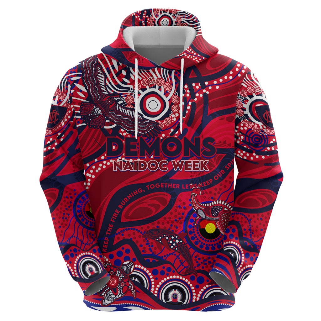 Custom NAIDOC Week 2024 Demons Hoodie Aboriginal Animals Keep The Fire Burning - Vibe Hoodie Shop