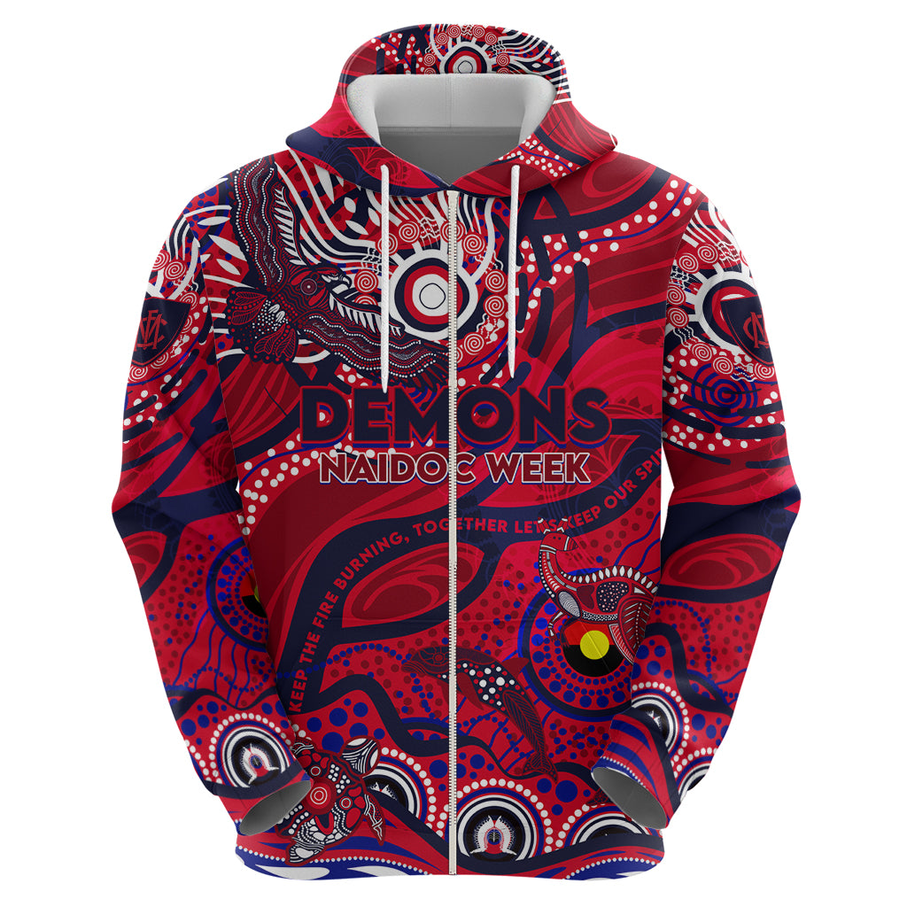 Custom NAIDOC Week 2024 Demons Hoodie Aboriginal Animals Keep The Fire Burning - Vibe Hoodie Shop
