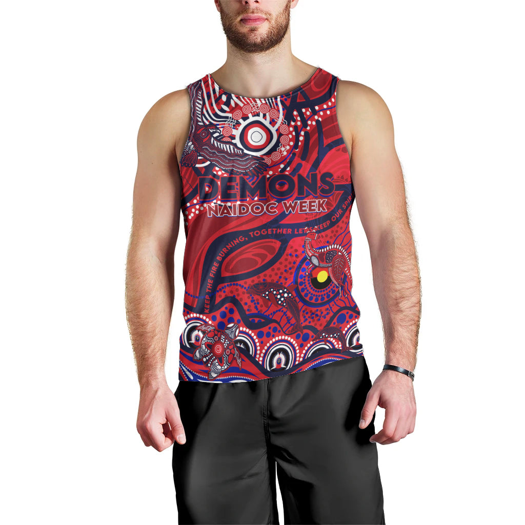 Custom NAIDOC Week 2024 Demons Men Tank Top Aboriginal Animals Keep The Fire Burning - Vibe Hoodie Shop