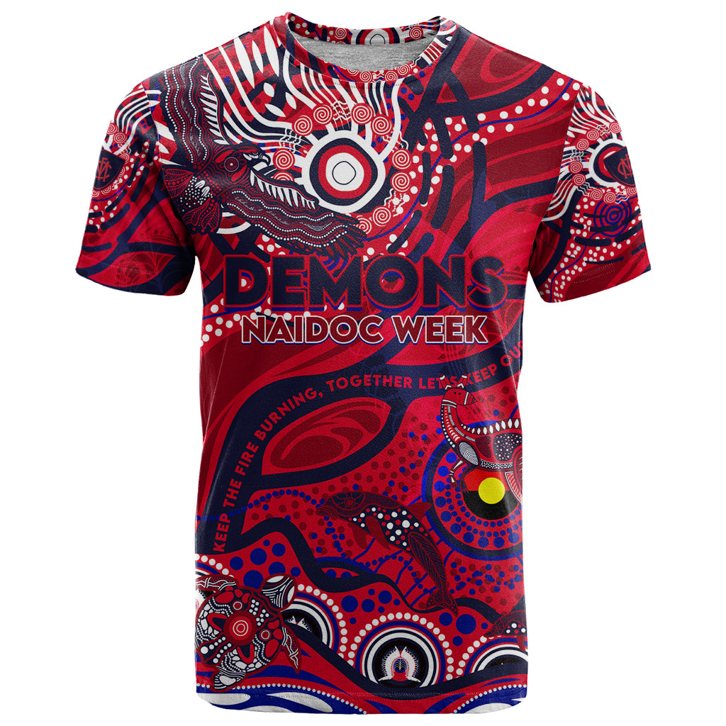 Custom NAIDOC Week 2024 Demons T Shirt Aboriginal Animals Keep The Fire Burning - Vibe Hoodie Shop