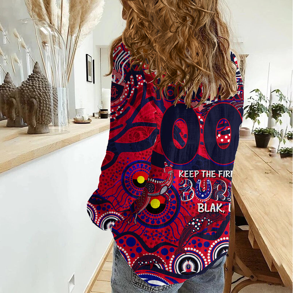 Custom NAIDOC Week 2024 Demons Women Casual Shirt Aboriginal Animals Keep The Fire Burning - Vibe Hoodie Shop