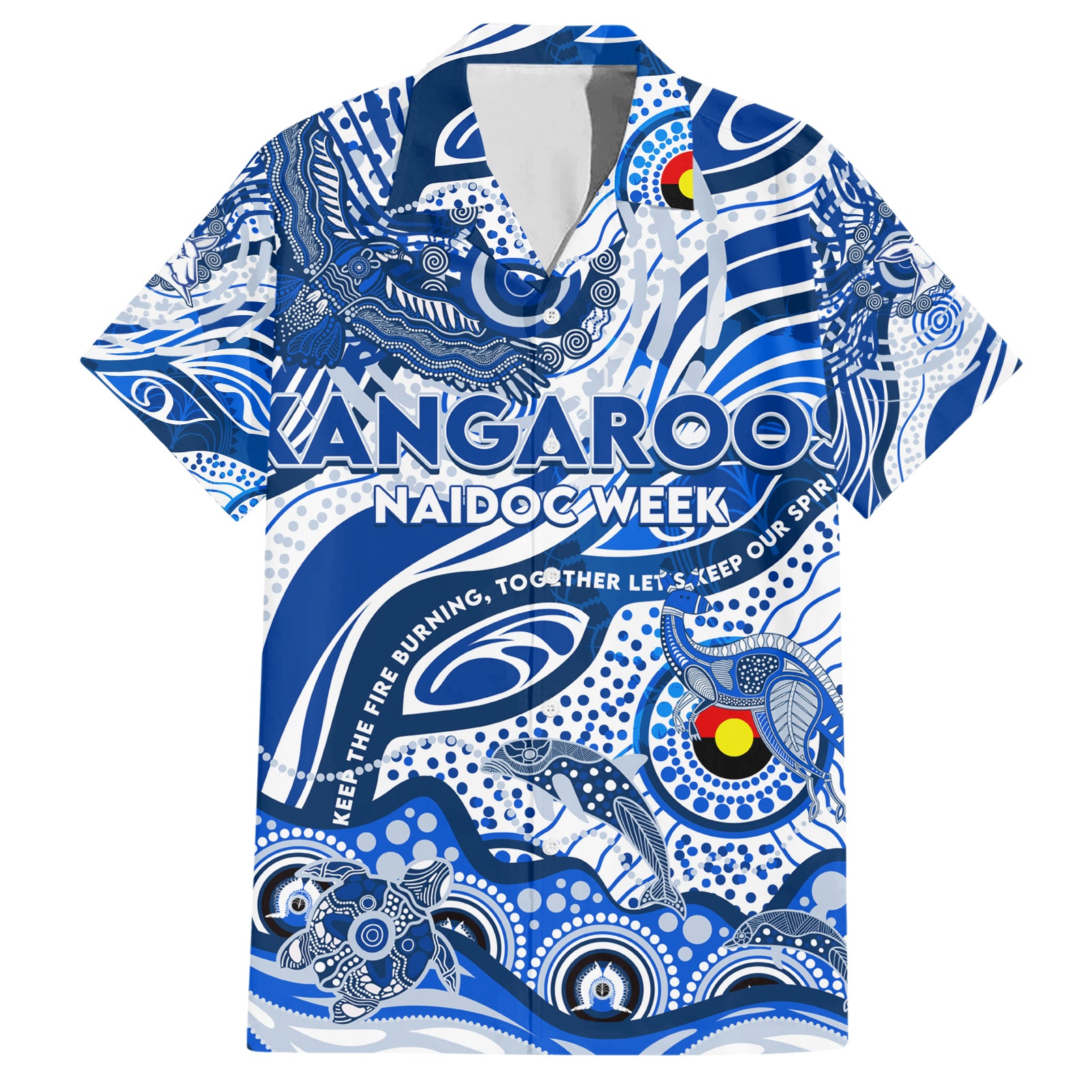 Custom NAIDOC Week 2024 Kangaroos Hawaiian Shirt Aboriginal Animals Keep The Fire Burning - Vibe Hoodie Shop