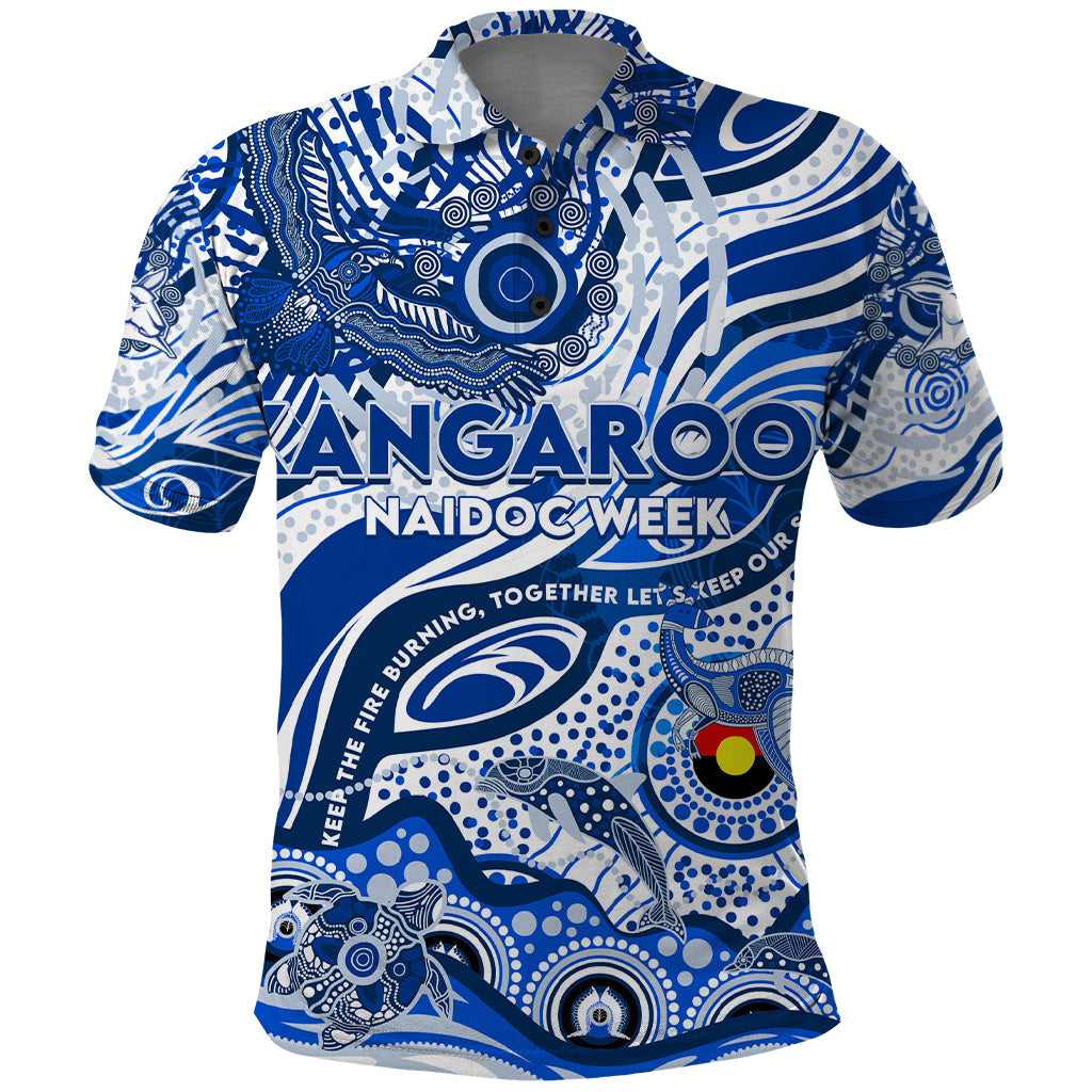 Custom NAIDOC Week 2024 Kangaroos Polo Shirt Aboriginal Animals Keep The Fire Burning - Vibe Hoodie Shop