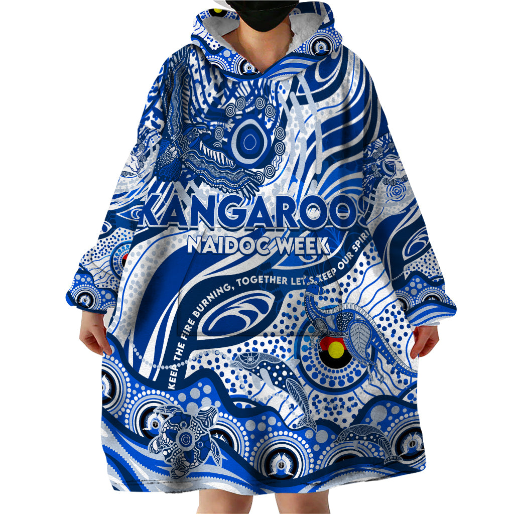 Custom NAIDOC Week 2024 Kangaroos Wearable Blanket Hoodie Aboriginal Animals Keep The Fire Burning - Vibe Hoodie Shop