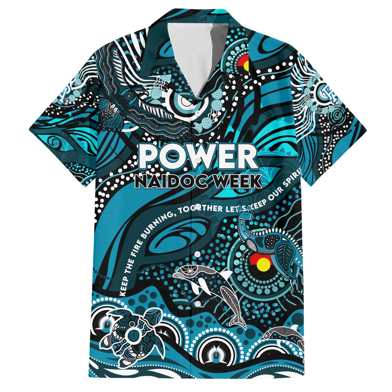 Custom NAIDOC Week 2024 Power Hawaiian Shirt Aboriginal Animals Keep The Fire Burning - Vibe Hoodie Shop