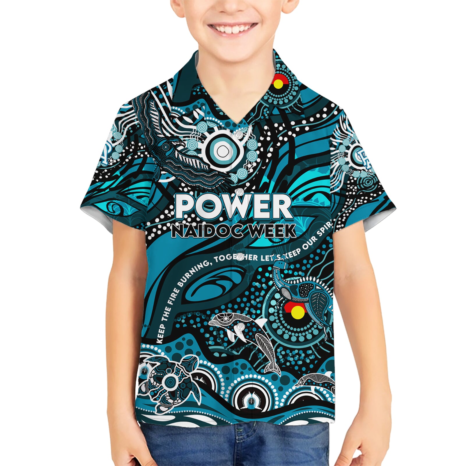 Custom NAIDOC Week 2024 Power Hawaiian Shirt Aboriginal Animals Keep The Fire Burning - Vibe Hoodie Shop