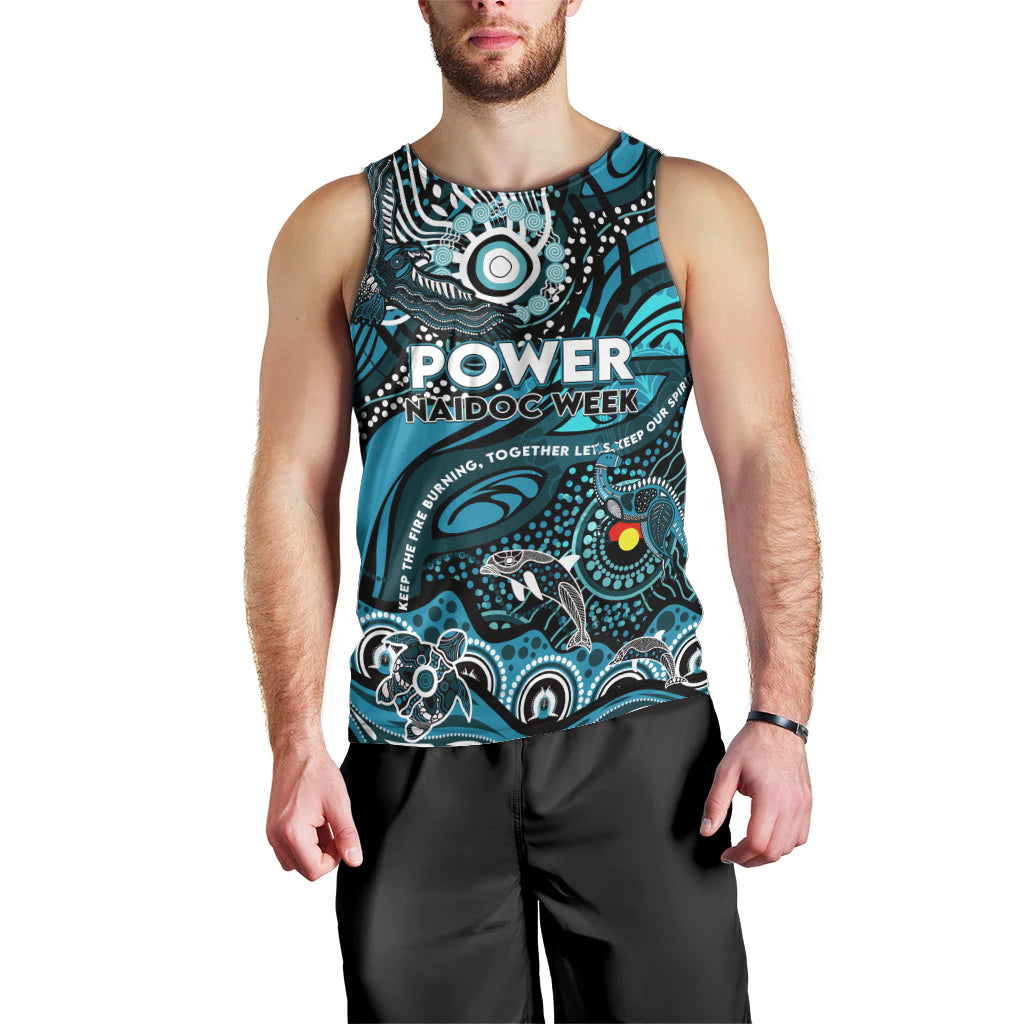 Custom NAIDOC Week 2024 Power Men Tank Top Aboriginal Animals Keep The Fire Burning - Vibe Hoodie Shop