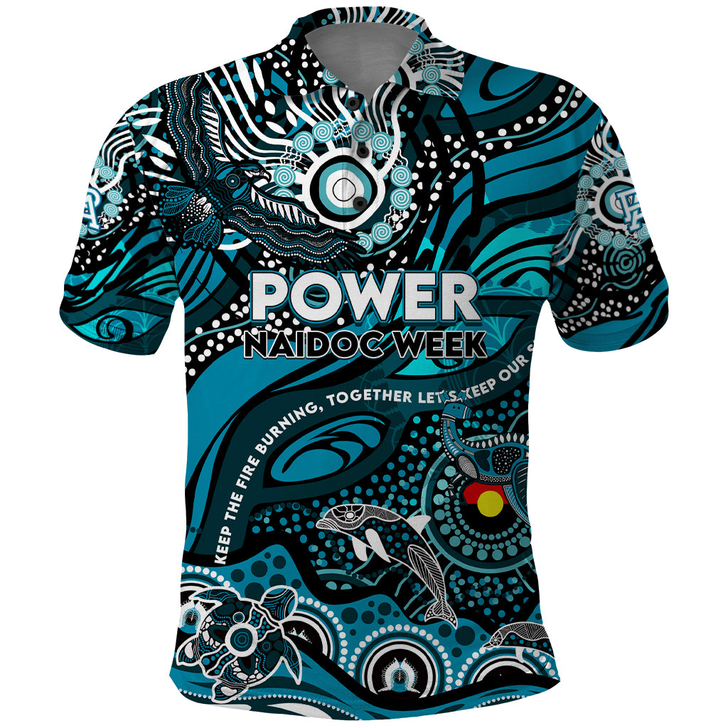 Custom NAIDOC Week 2024 Power Polo Shirt Aboriginal Animals Keep The Fire Burning - Vibe Hoodie Shop