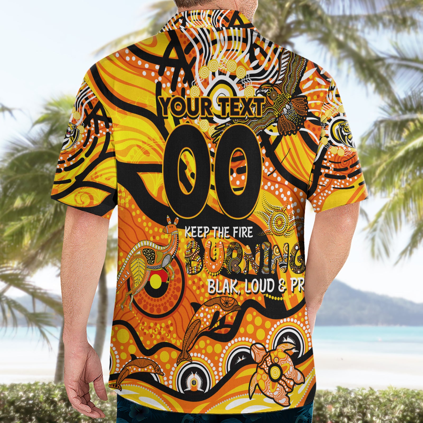 Custom NAIDOC Week 2024 Tiger Hawaiian Shirt Aboriginal Animals Keep The Fire Burning - Vibe Hoodie Shop