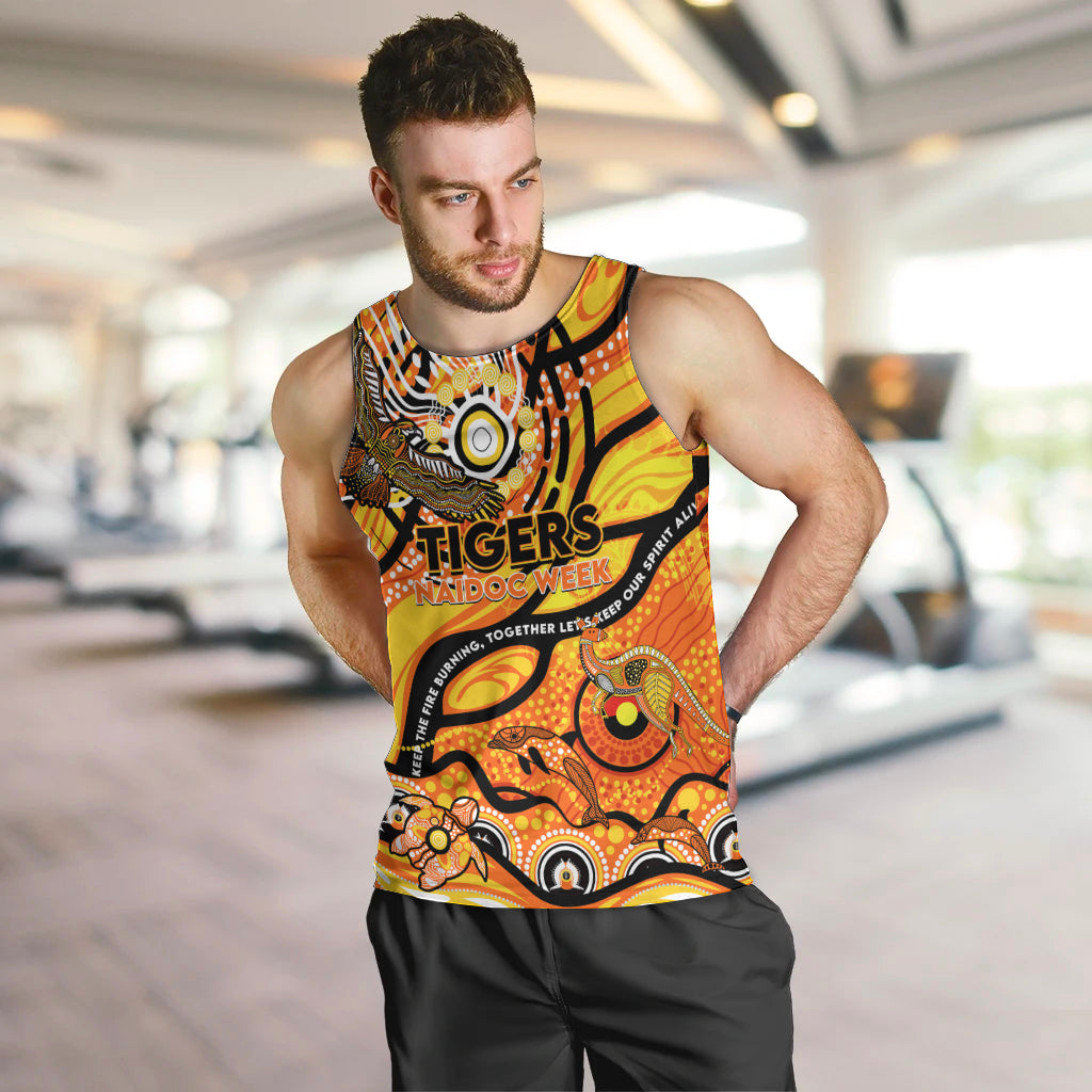 Custom NAIDOC Week 2024 Tiger Men Tank Top Aboriginal Animals Keep The Fire Burning - Vibe Hoodie Shop