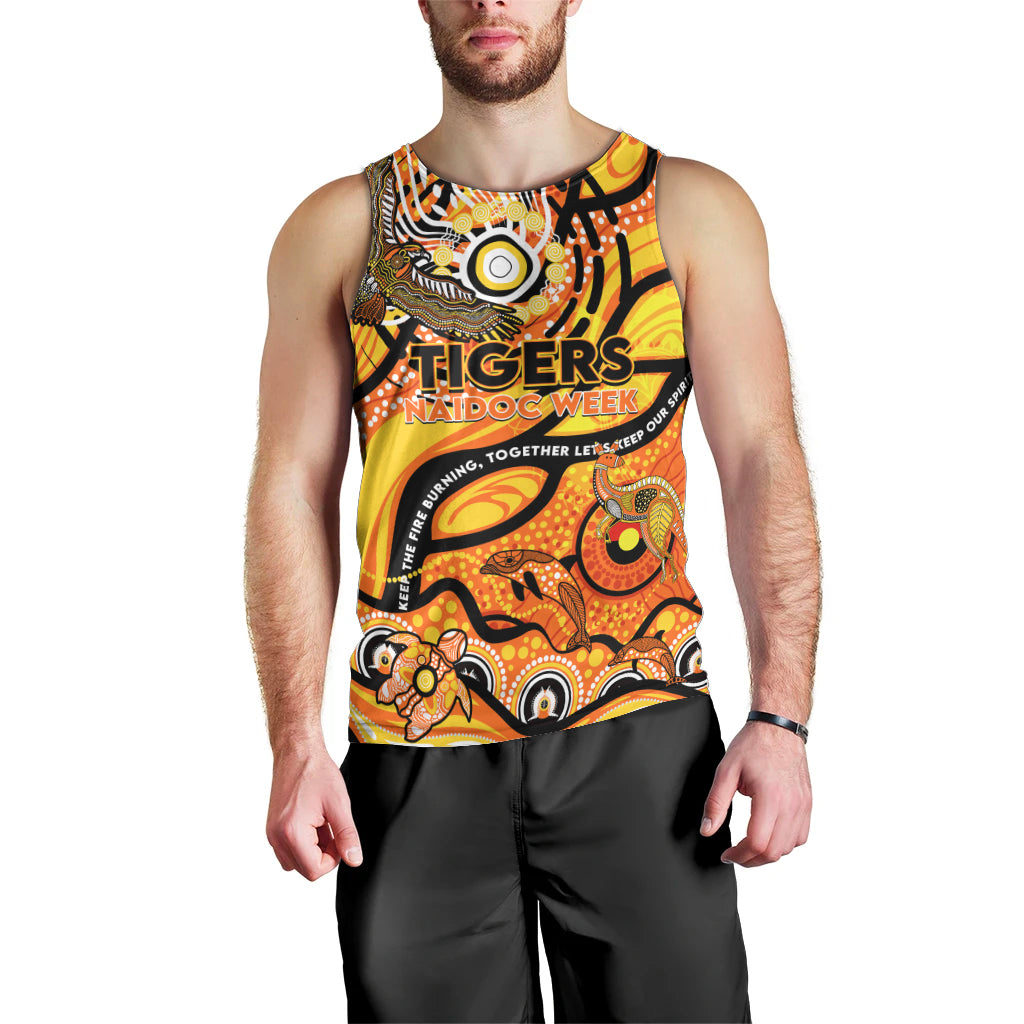 Custom NAIDOC Week 2024 Tiger Men Tank Top Aboriginal Animals Keep The Fire Burning - Vibe Hoodie Shop