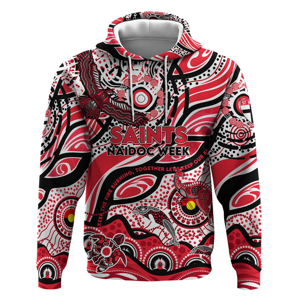 Custom NAIDOC Week 2024 Saints Hoodie Aboriginal Animals Keep The Fire Burning - Vibe Hoodie Shop