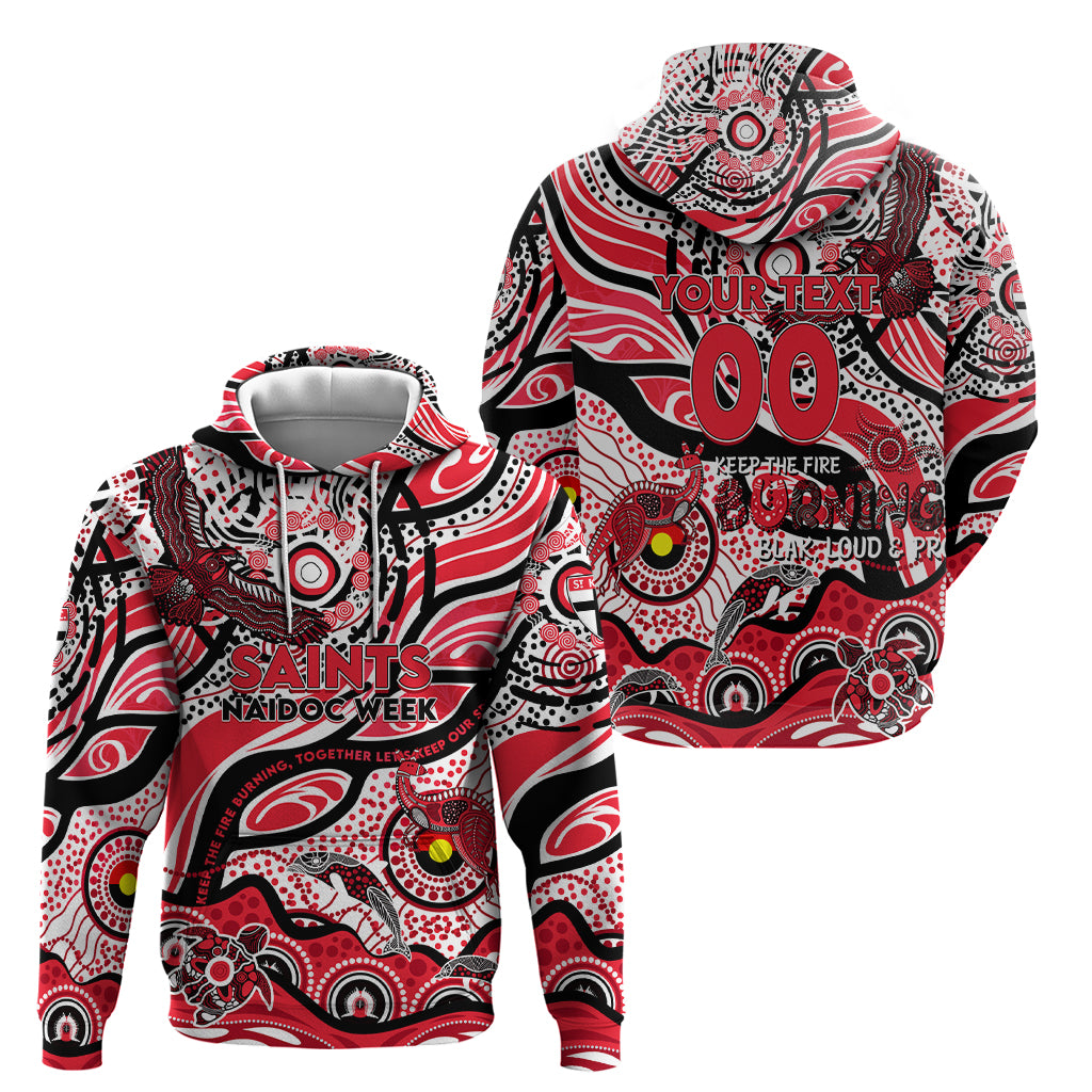 Custom NAIDOC Week 2024 Saints Hoodie Aboriginal Animals Keep The Fire Burning - Vibe Hoodie Shop