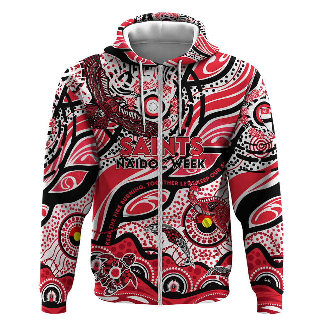 Custom NAIDOC Week 2024 Saints Hoodie Aboriginal Animals Keep The Fire Burning - Vibe Hoodie Shop