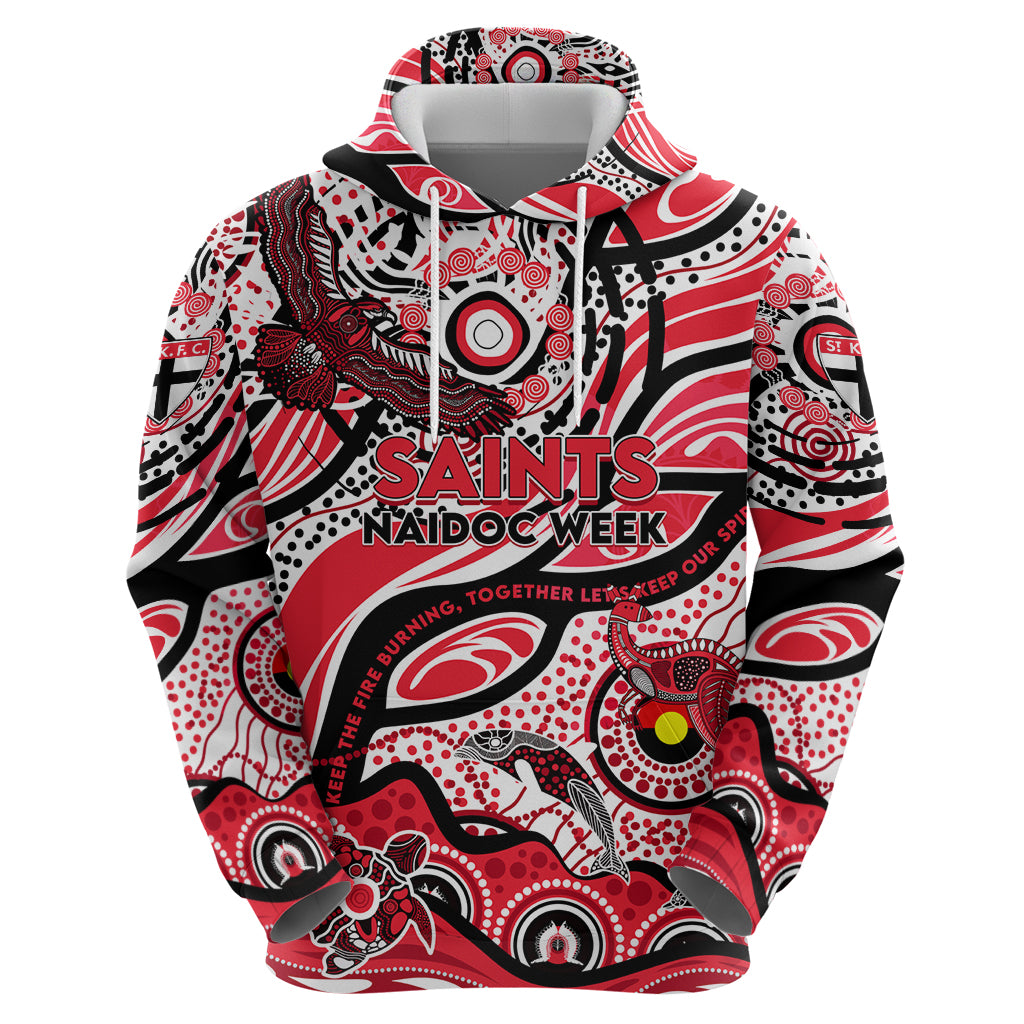 Custom NAIDOC Week 2024 Saints Hoodie Aboriginal Animals Keep The Fire Burning - Vibe Hoodie Shop