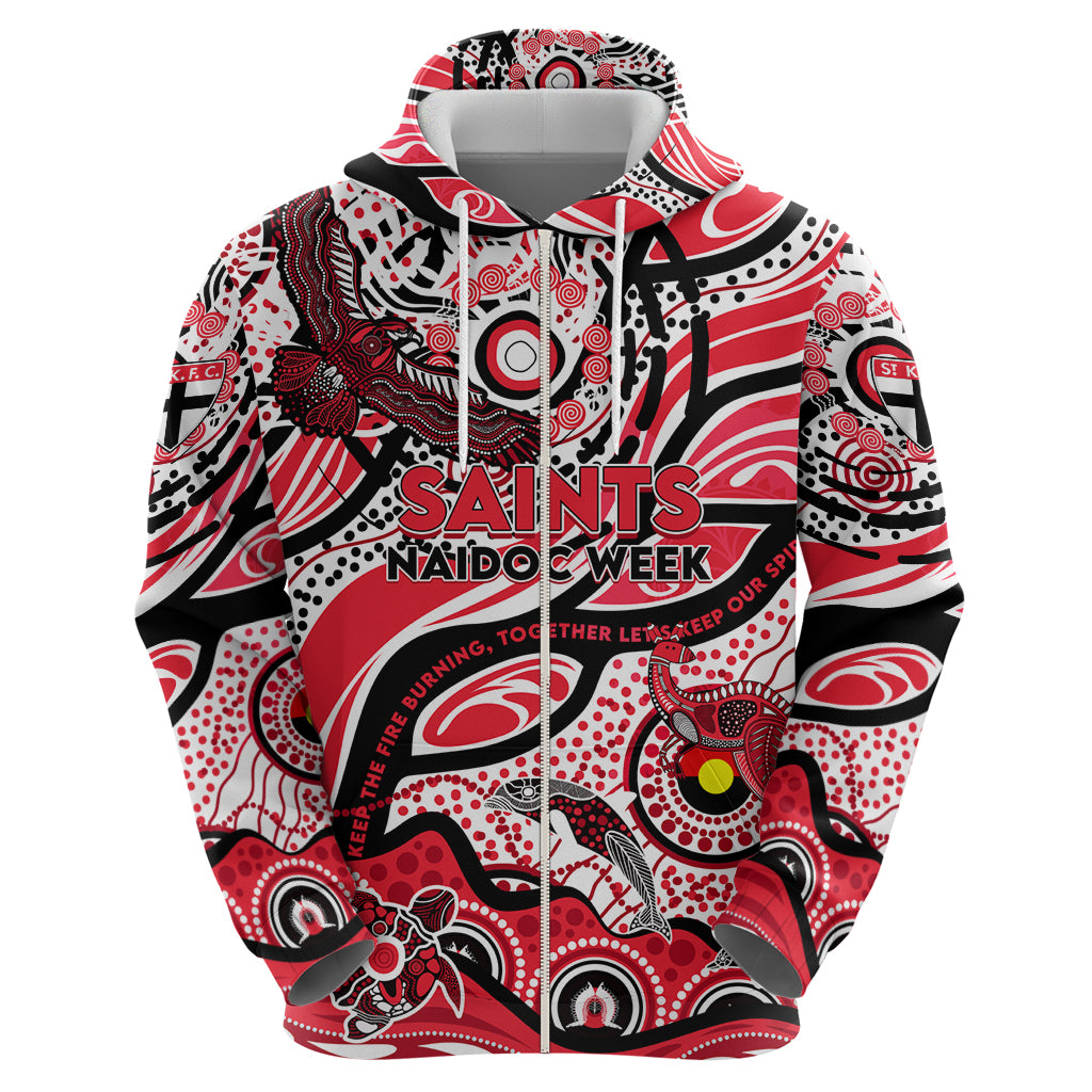 Custom NAIDOC Week 2024 Saints Hoodie Aboriginal Animals Keep The Fire Burning - Vibe Hoodie Shop