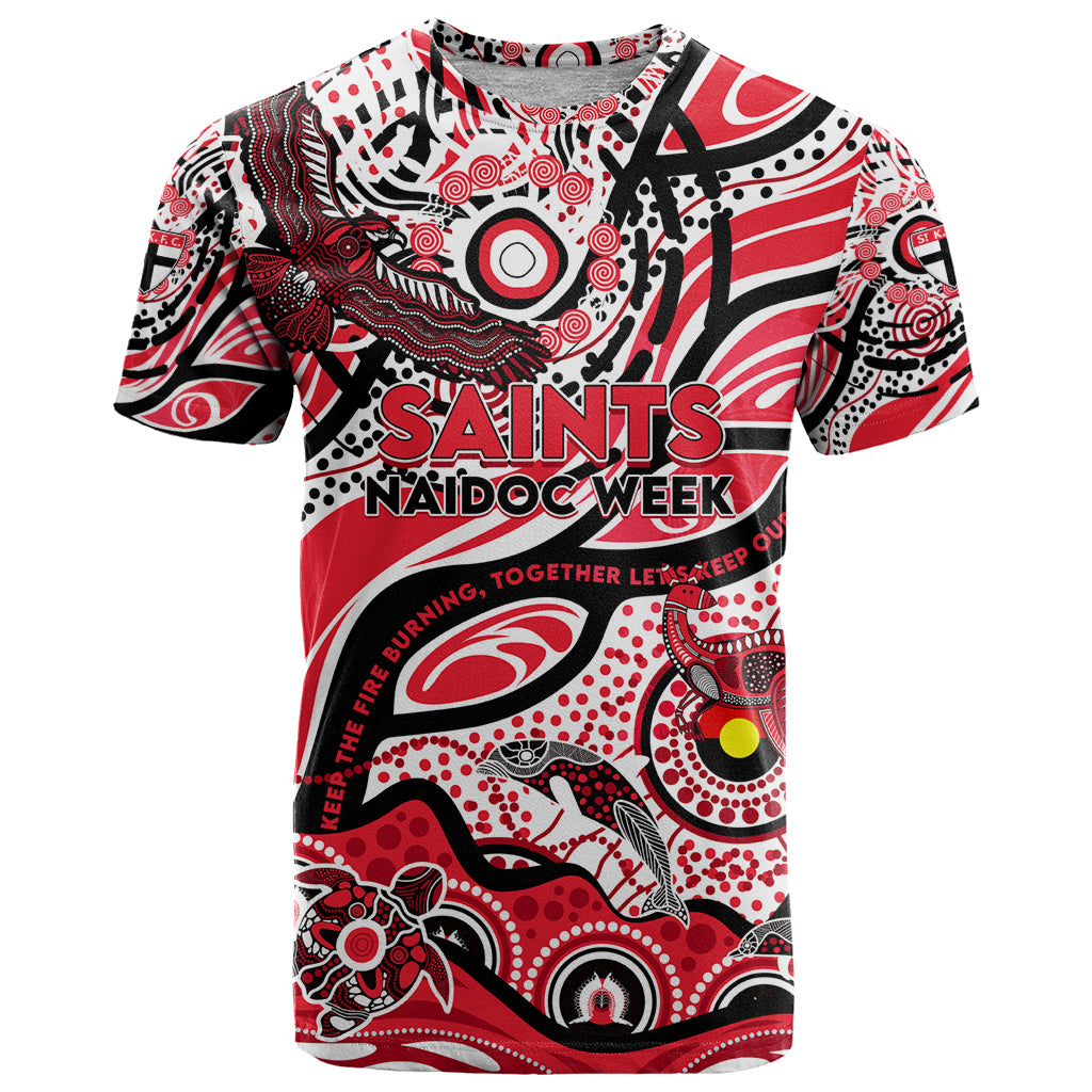 Custom NAIDOC Week 2024 Saints T Shirt Aboriginal Animals Keep The Fire Burning - Vibe Hoodie Shop