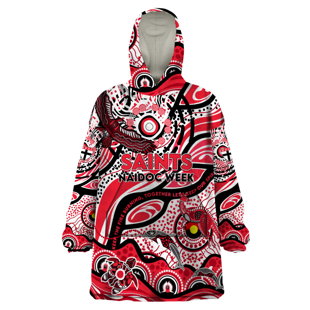 Custom NAIDOC Week 2024 Saints Wearable Blanket Hoodie Aboriginal Animals Keep The Fire Burning - Vibe Hoodie Shop