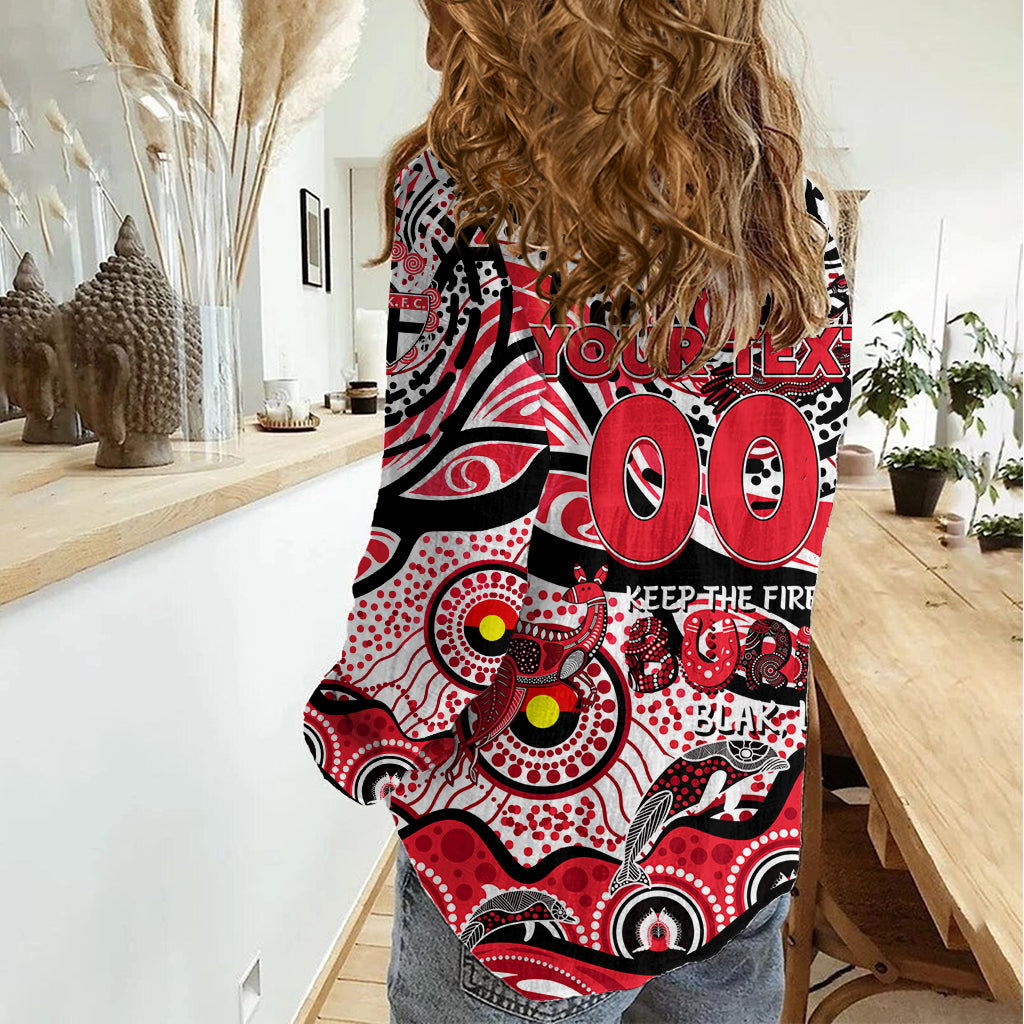 Custom NAIDOC Week 2024 Saints Women Casual Shirt Aboriginal Animals Keep The Fire Burning - Vibe Hoodie Shop