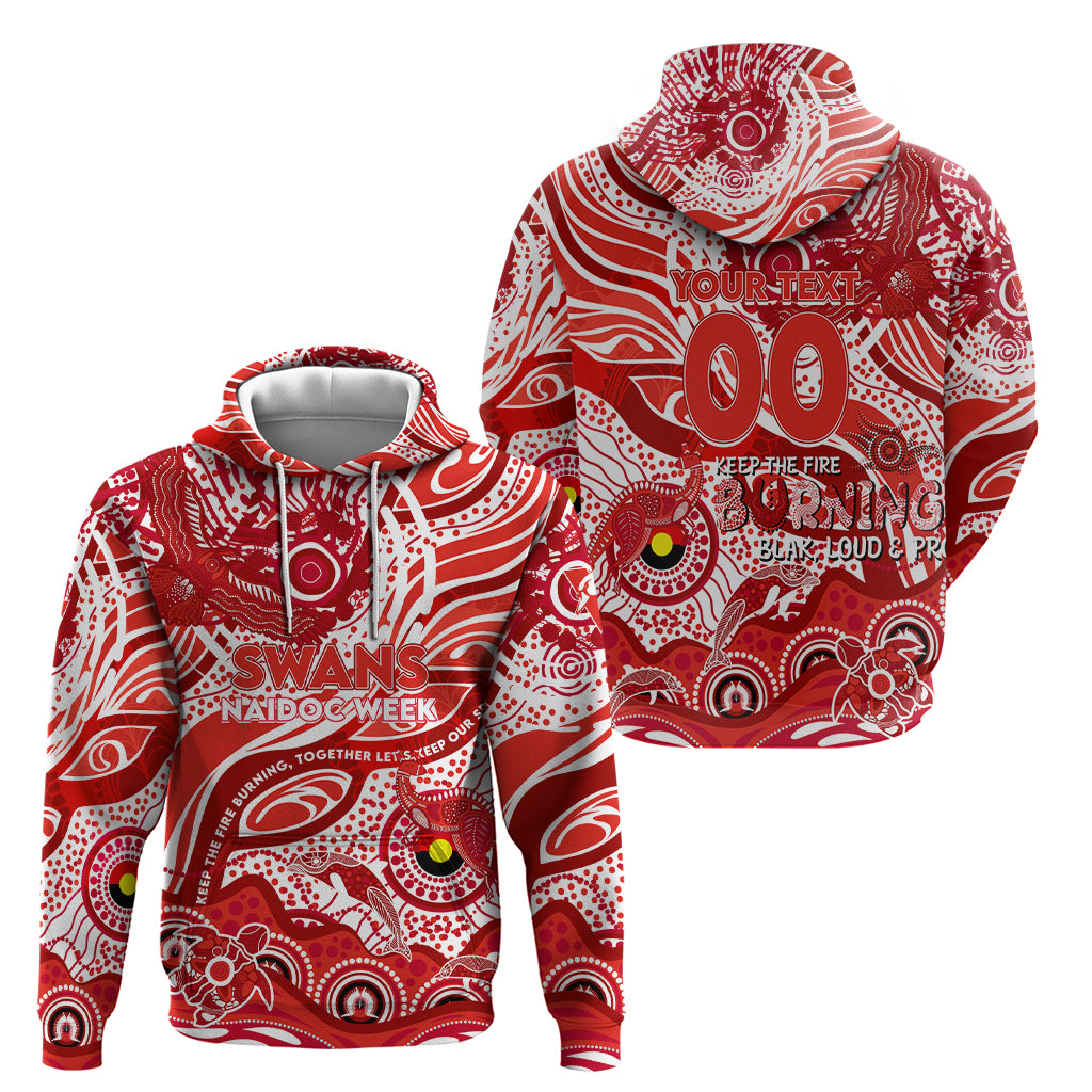 Custom NAIDOC Week 2024 Swans Hoodie Aboriginal Animals Keep The Fire Burning - Vibe Hoodie Shop