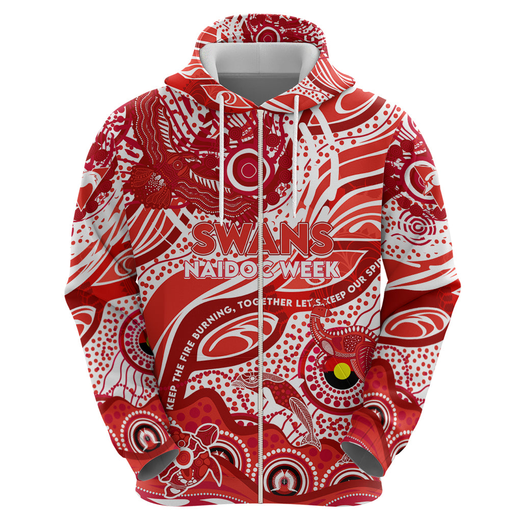 Custom NAIDOC Week 2024 Swans Hoodie Aboriginal Animals Keep The Fire Burning - Vibe Hoodie Shop