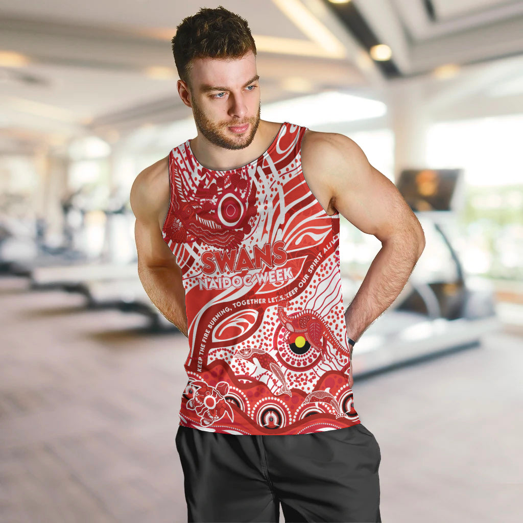 Custom NAIDOC Week 2024 Swans Men Tank Top Aboriginal Animals Keep The Fire Burning - Vibe Hoodie Shop