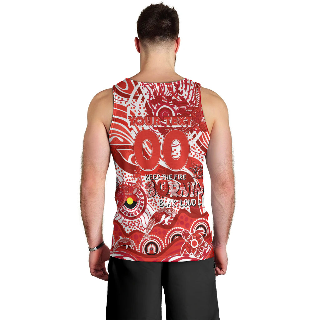 Custom NAIDOC Week 2024 Swans Men Tank Top Aboriginal Animals Keep The Fire Burning - Vibe Hoodie Shop