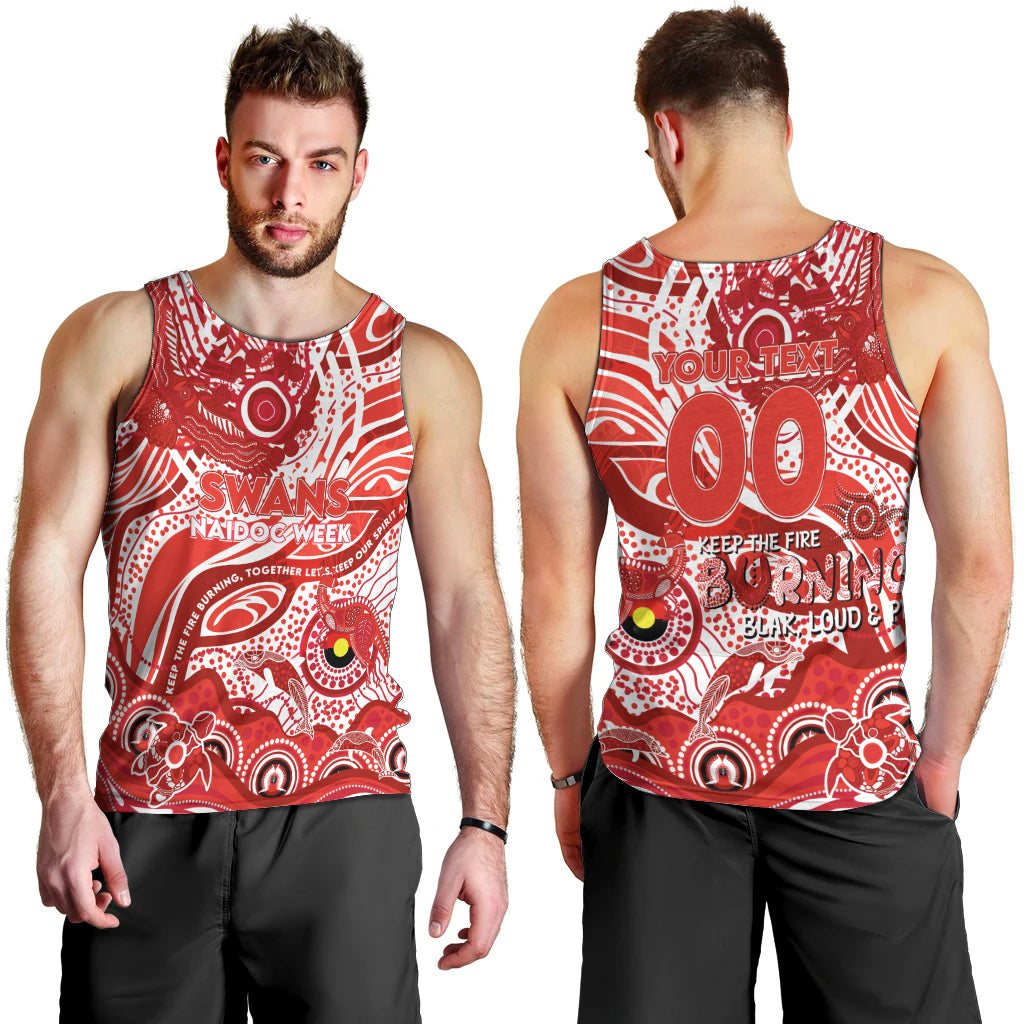 Custom NAIDOC Week 2024 Swans Men Tank Top Aboriginal Animals Keep The Fire Burning - Vibe Hoodie Shop
